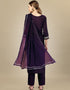 Traditional Function Wear Silk Blend Readymade Suit Collection Purple Silk Blend Pant Straight Back View